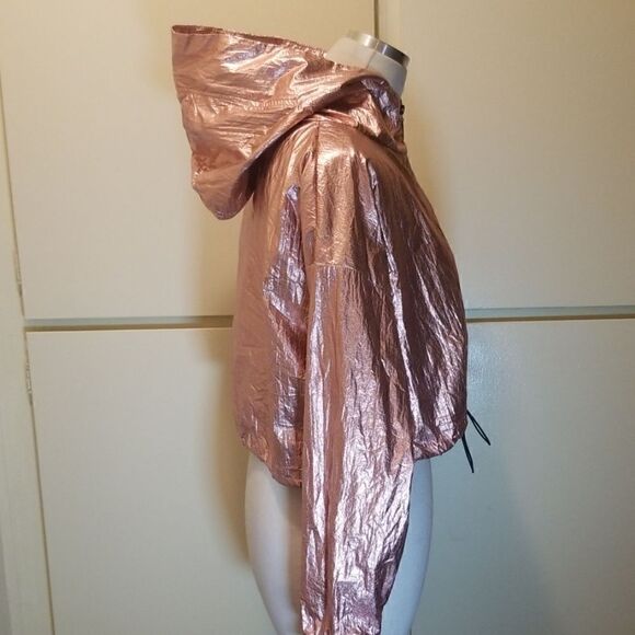 Kaylee Kollection Pink Lame Nylon Windbreaker, S - Picture 5 of 6